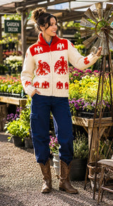 Ladies' or Youth's Cardigan - Indian Eagle Pattern