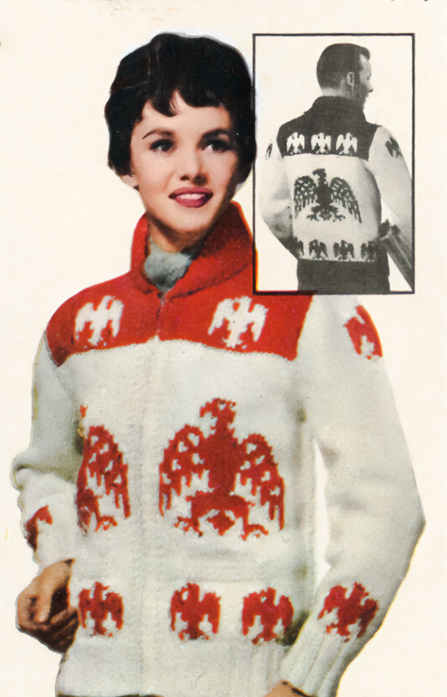 Ladies' or Youth's Cardigan - Indian Eagle Pattern
