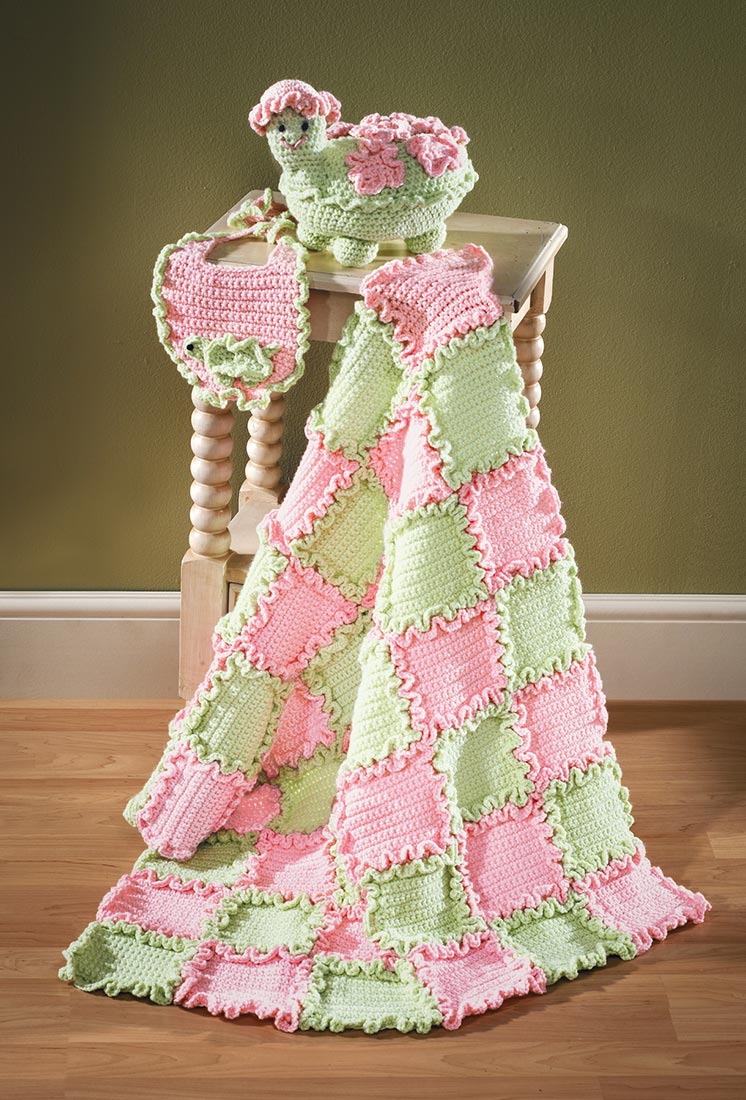 Modèle de couverture et de bavoir à volants et tortue