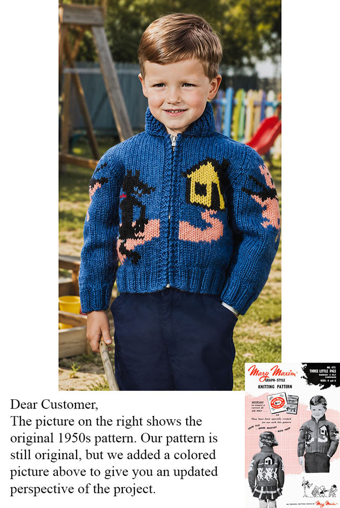 Modèle de cardigan des trois petits cochons