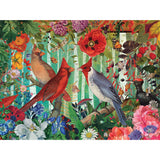 Birches, Woodpecker and Cardinals Jigsaw Puzzle