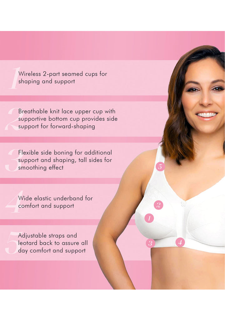 FULLY® Slimming Wireless Full-Coverage Bra with Back Closure & Lace