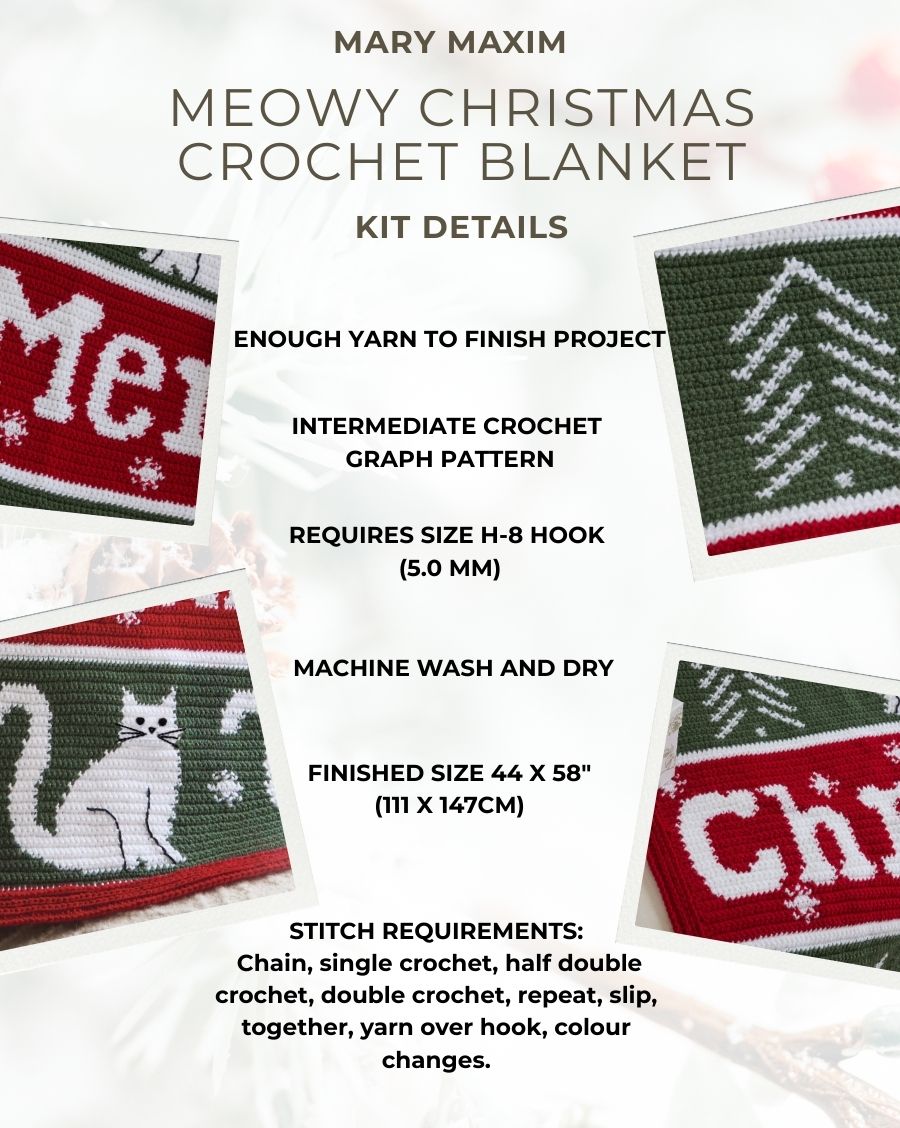 Meowy Christmas Crochet Blanket