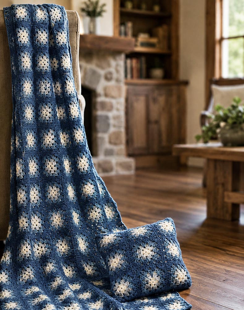 Crocheted Grannie Afghan or Pillow Pattern