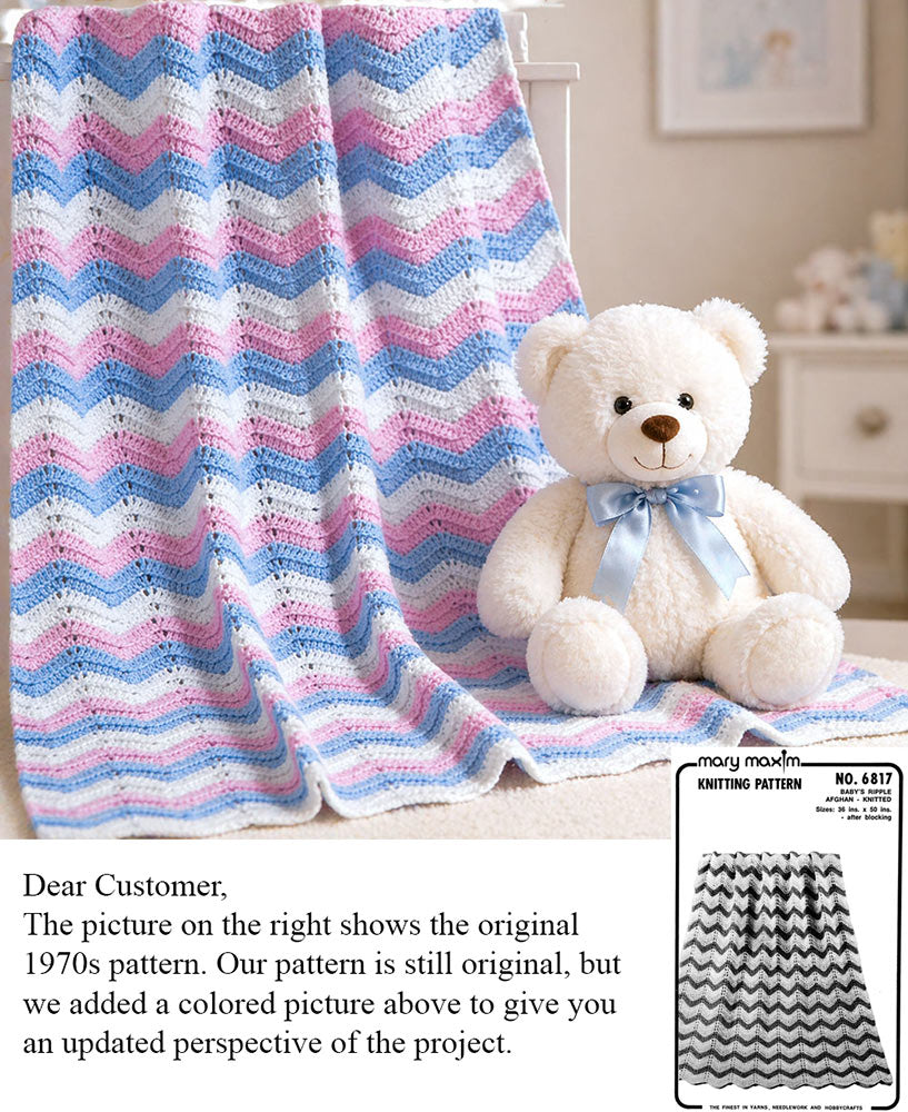 Baby's Ripple Afghan Knit Pattern