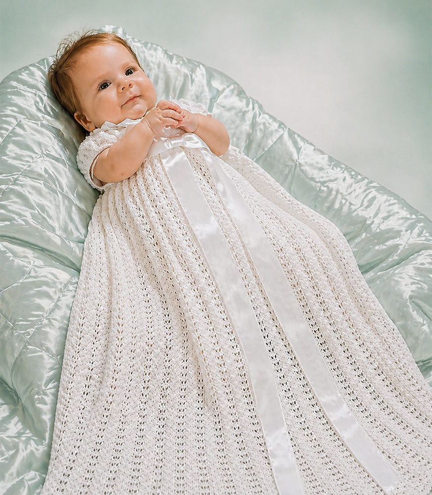 Modèle de robe et de bonnet de baptême
