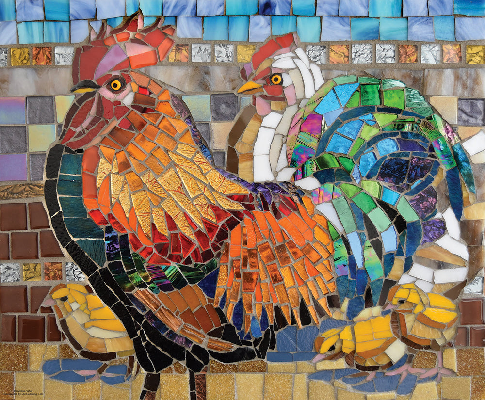 Stained Glass Chicken Jigsaw Puzzle