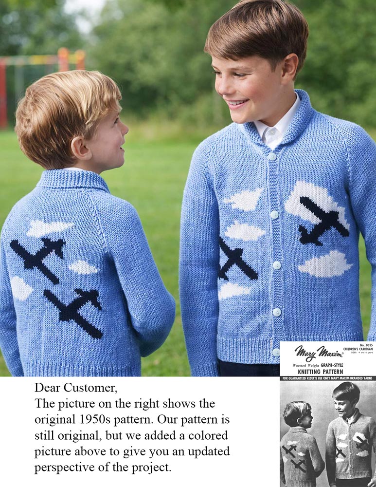 Children's Airplane Cardigan Pattern