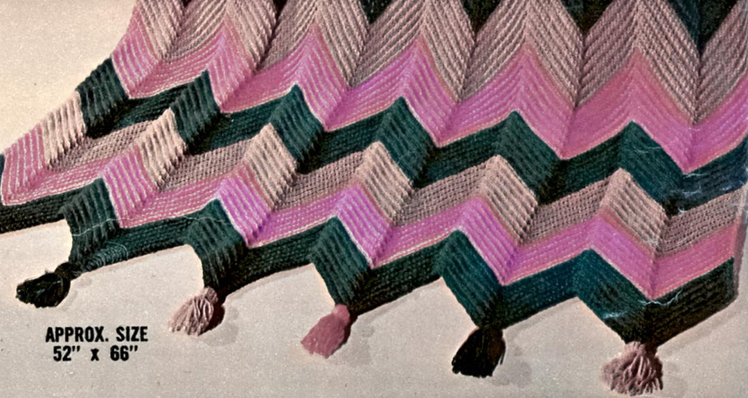 Crocheted Ripple Afghan Pattern.