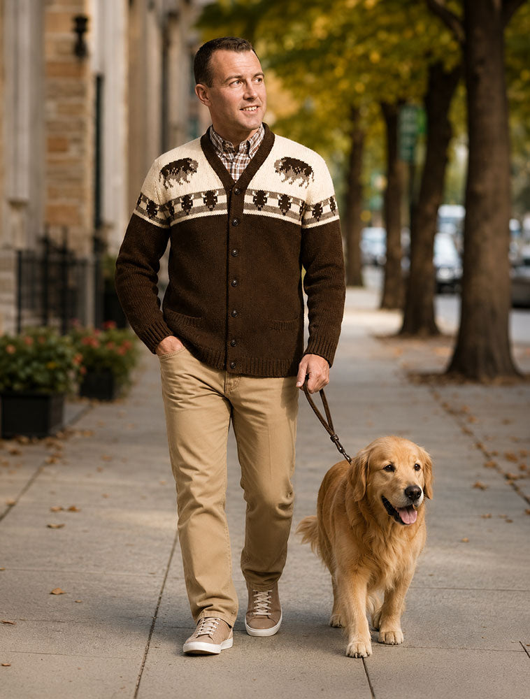 Patron de cardigan bison pour hommes