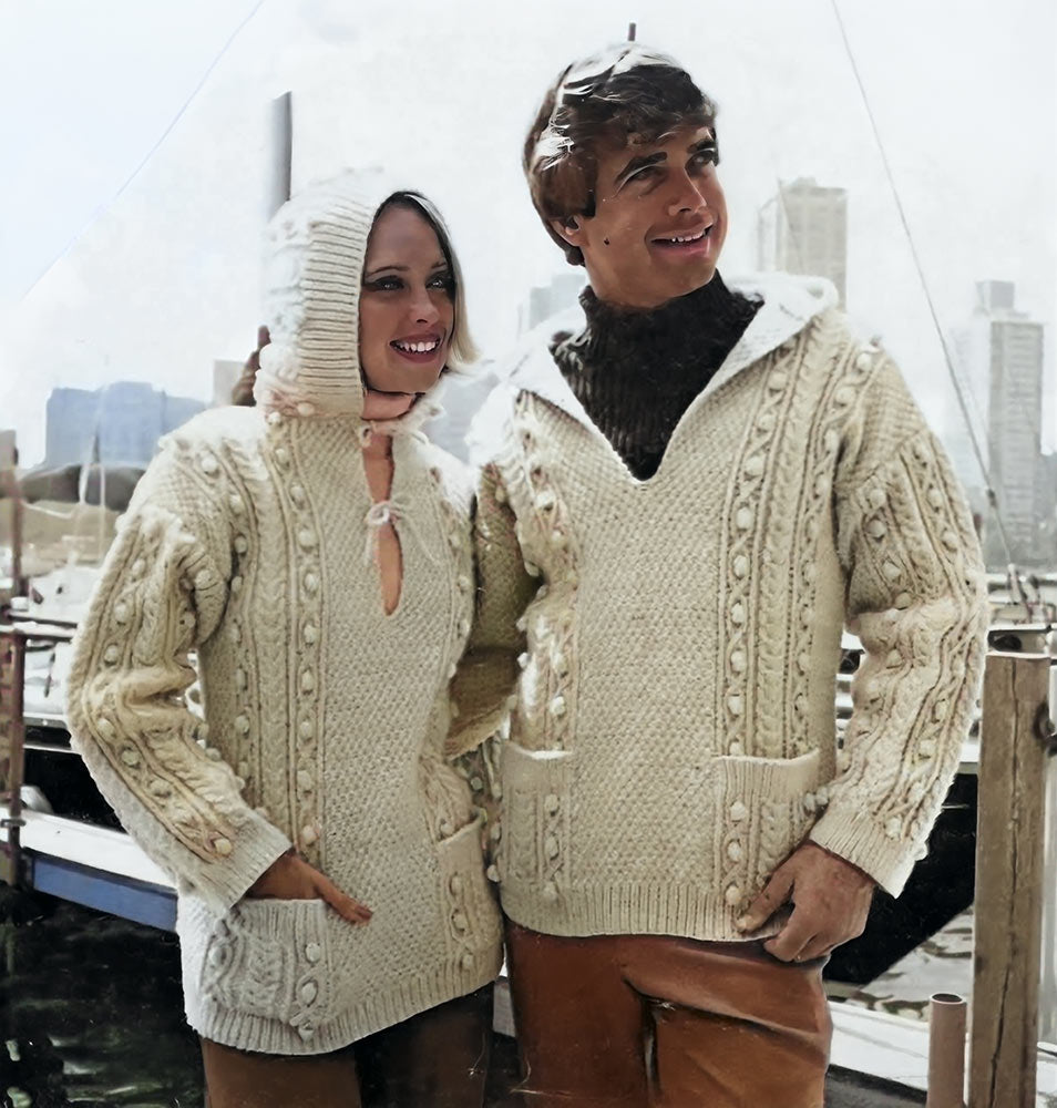 Modèle de pull Aran à capuche