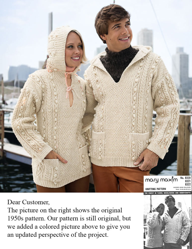 Modèle de pull Aran à capuche