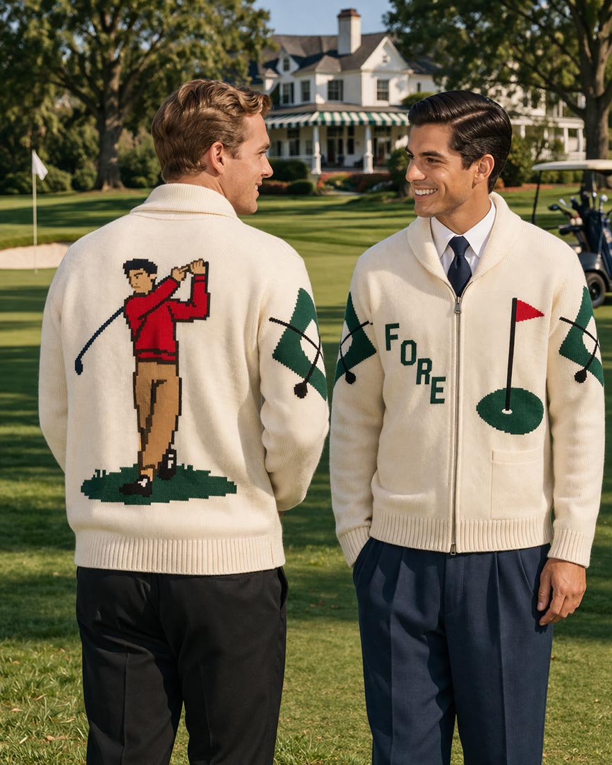 Modèle de cardigan de golf tricoté
