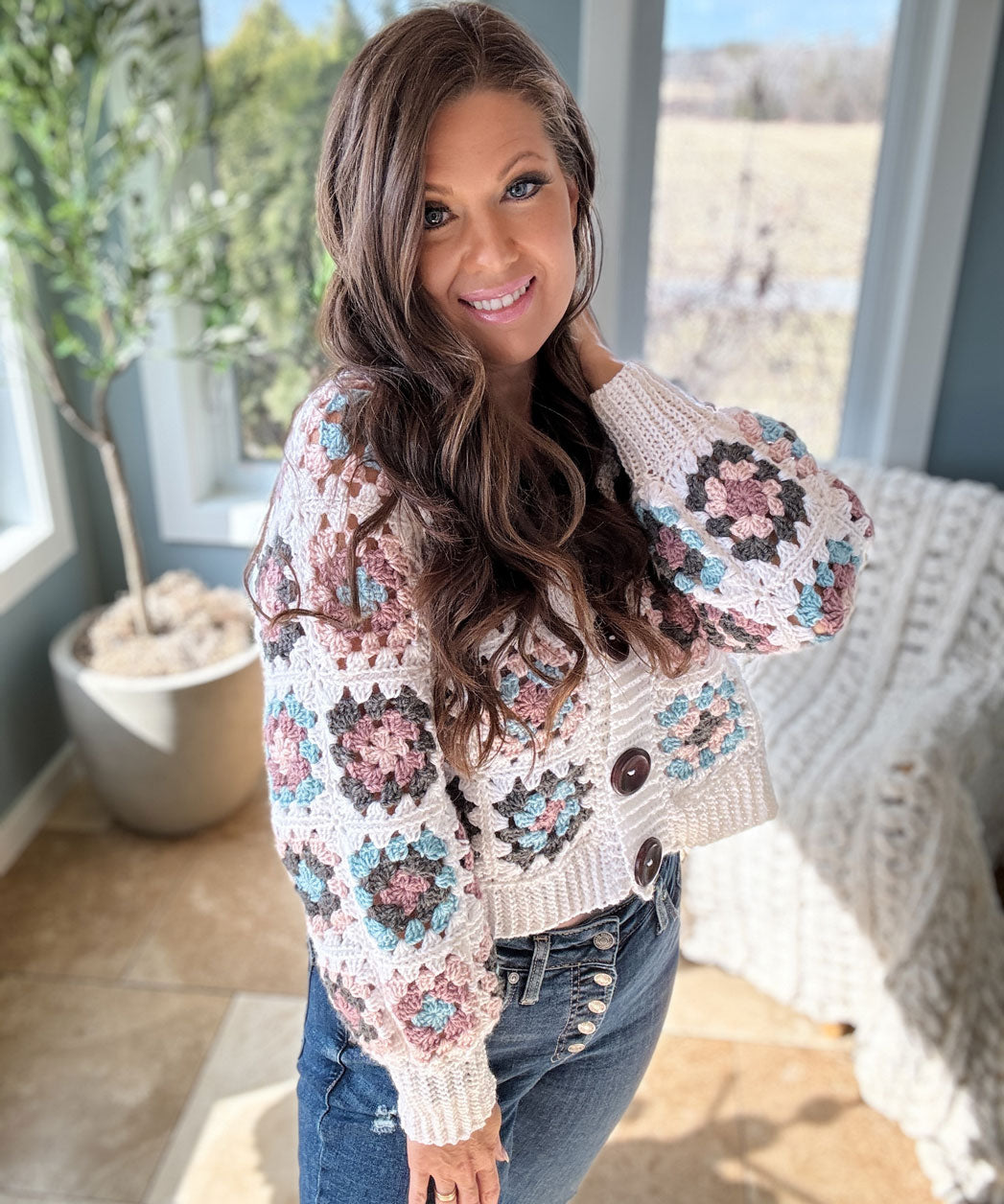 Granny Crop Cardigan – Mary Maxim Ltd