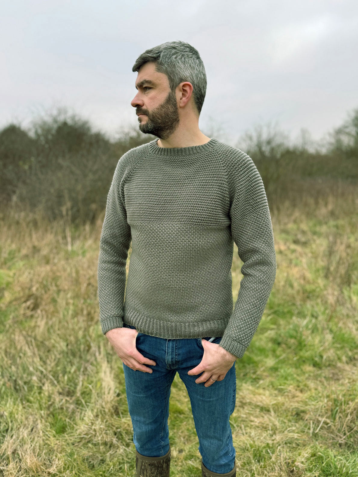Herringbone Moss Stitch Sweater