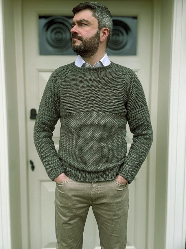 Herringbone Moss Stitch Sweater – Mary Maxim Ltd