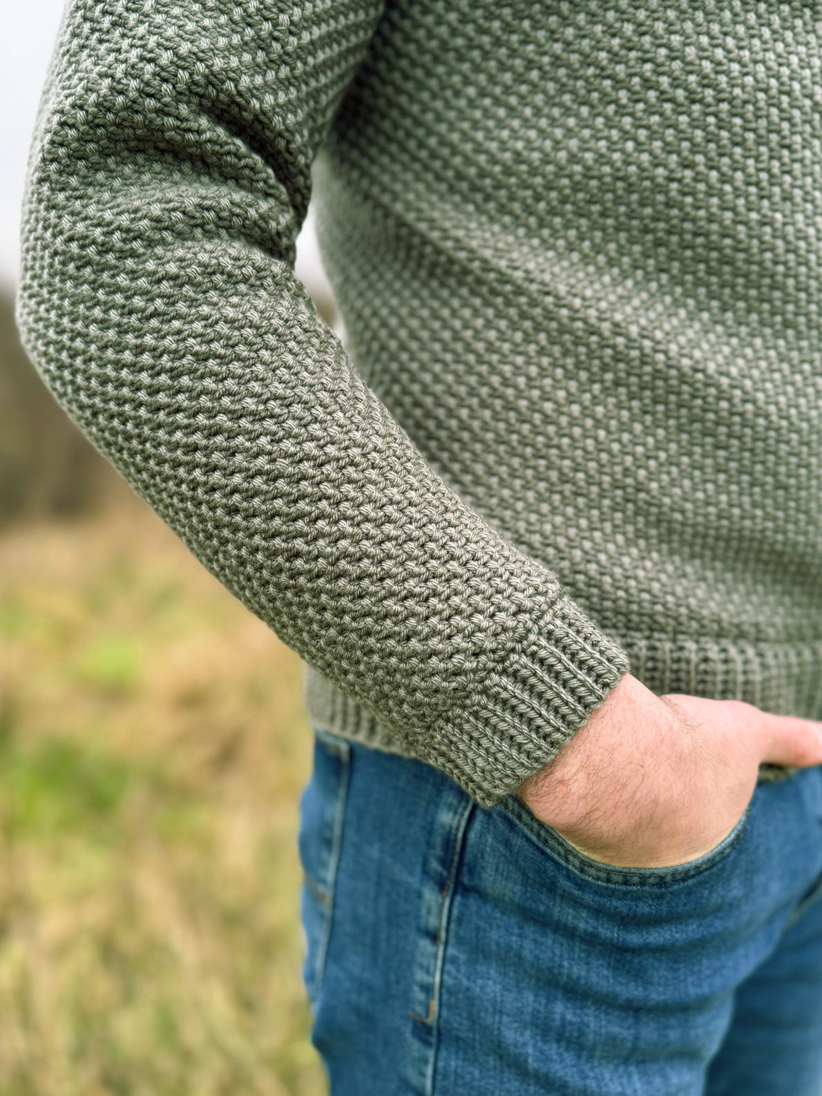 【ULTERIOR】 MELANGE MOSS STITCH SWEATER Herringbone Moss Stitch Sweater – Mary Maxim Ltd