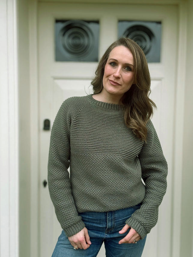 【ULTERIOR】 MELANGE MOSS STITCH SWEATER Herringbone Moss Stitch Sweater – Mary Maxim Ltd