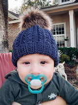 Snowy Wheat Puff Beanie