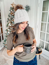 Snowy Wheat Puff Beanie