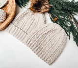 Snowy Wheat Puff Beanie