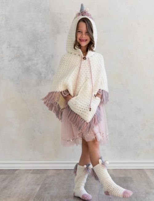 Hooded Unicorn Child & Adult Poncho and Socks