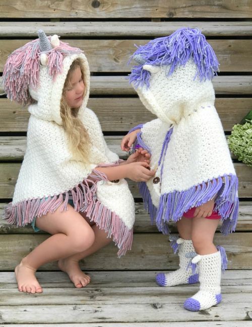 Hooded Unicorn Child & Adult Poncho and Socks
