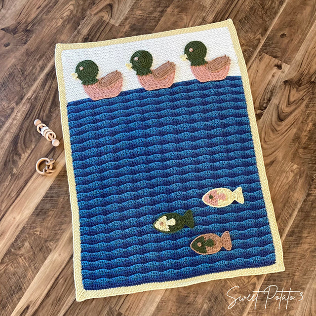 Duck, Duck, Fish Nursery Crochet Blanket - Main Image