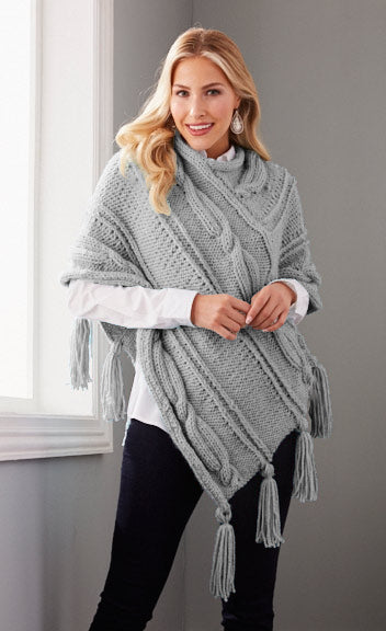 Cabled Panels Poncho