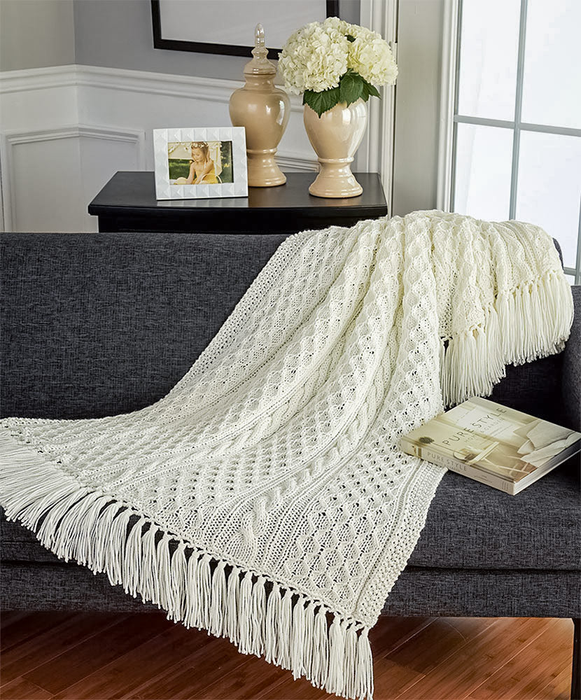 Diamond Overlay and Cables Pattern – Mary Maxim Ltd