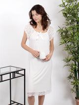 Lace Cap Sleeved Cotton Feel Night Dresses