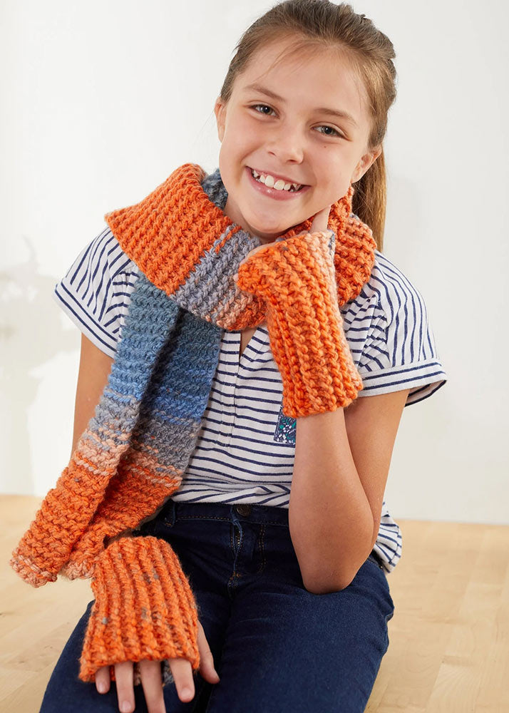 Free My First Knit Scarf and Mitts Pattern