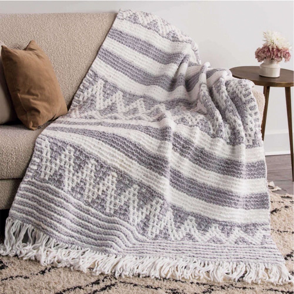 Free Mosaic Stripe and Chevron Knit Blanket Pattern – Mary Maxim Ltd