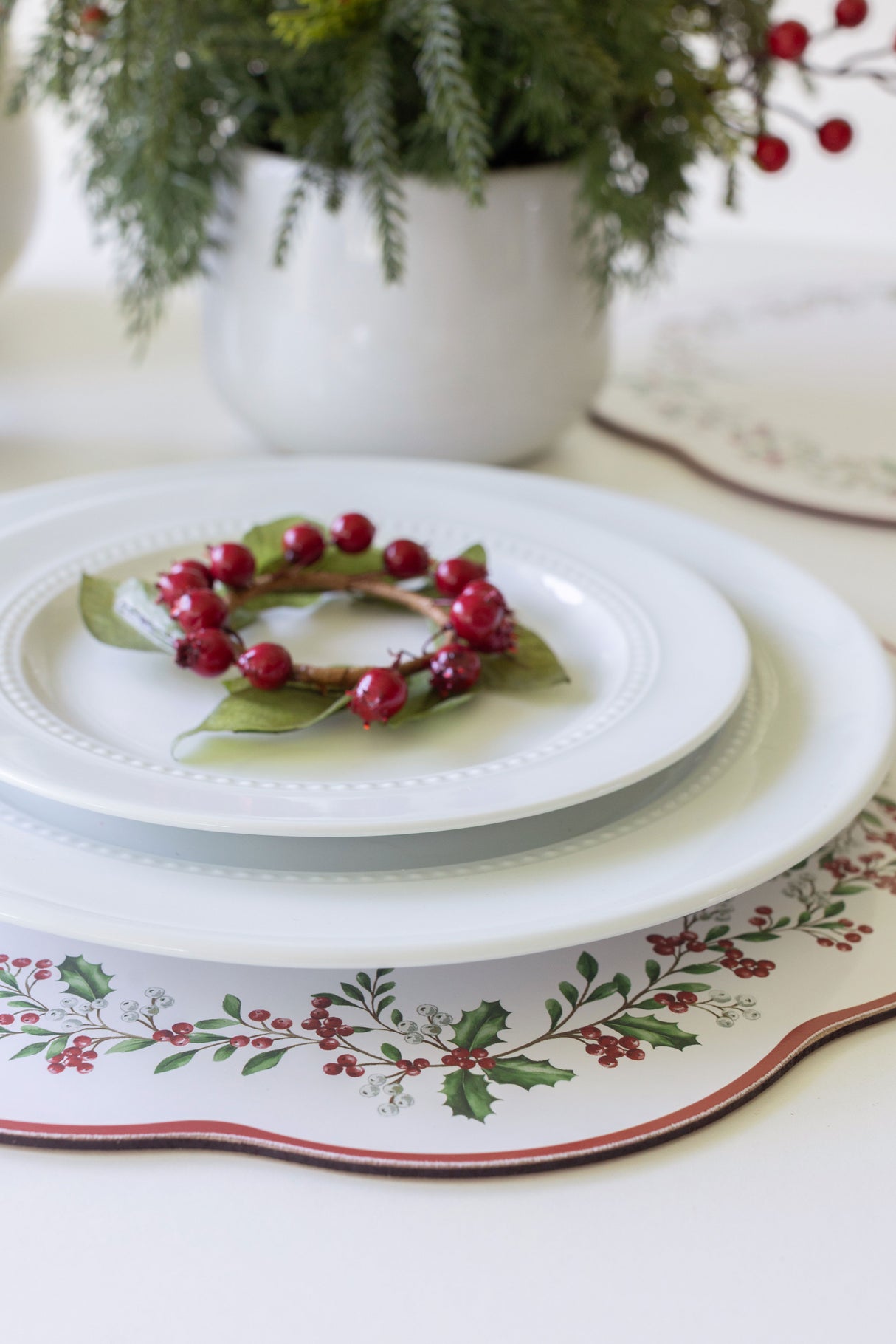 Holly Wreath Cork Placemats