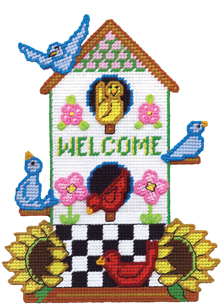 Welcome Birdhouse Plastic Canvas Wall Hanging Kit