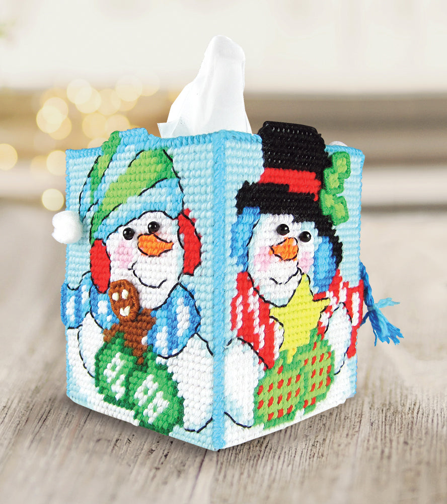 Snowman Tissue Box Cover Plastic Canvas Kit