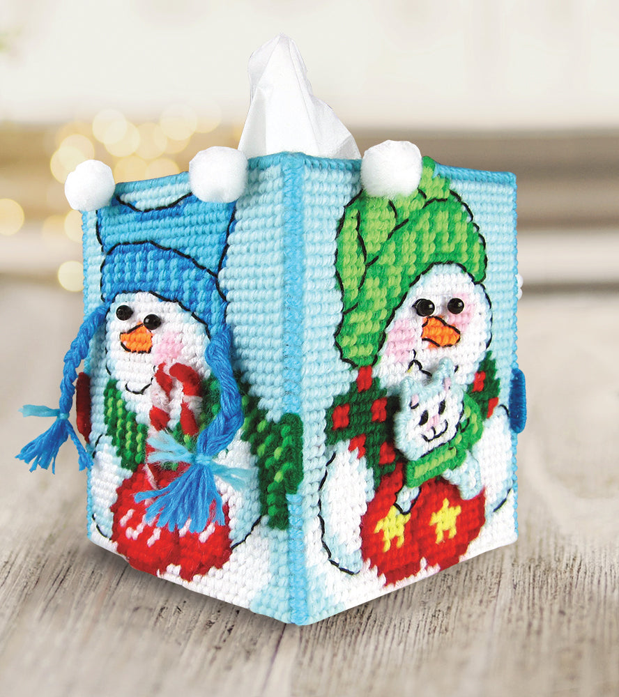 Snowman Tissue Box Cover Plastic Canvas Kit