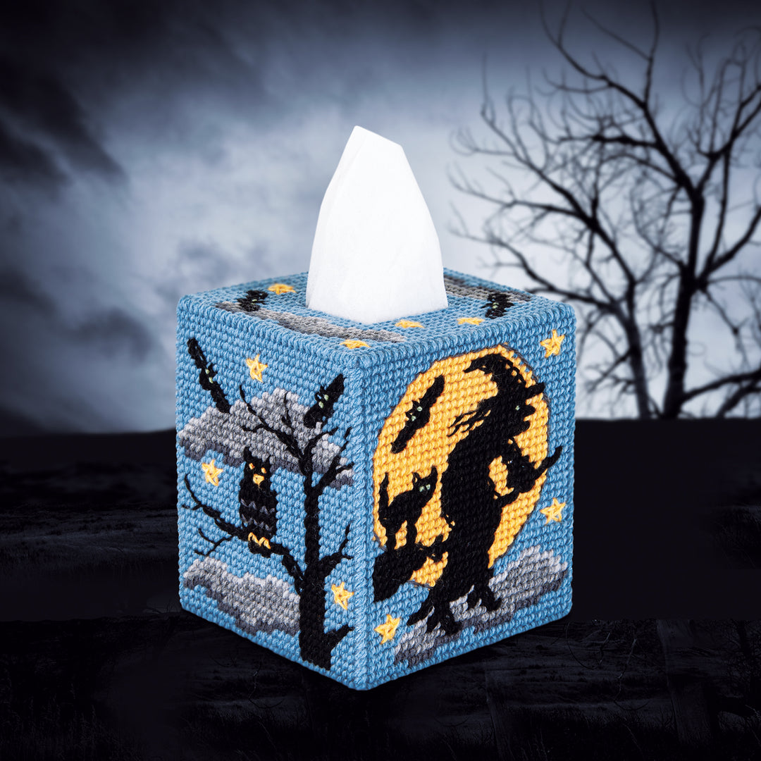 Spooky Nights Tissue Box Cover Plastic Canvas Kit