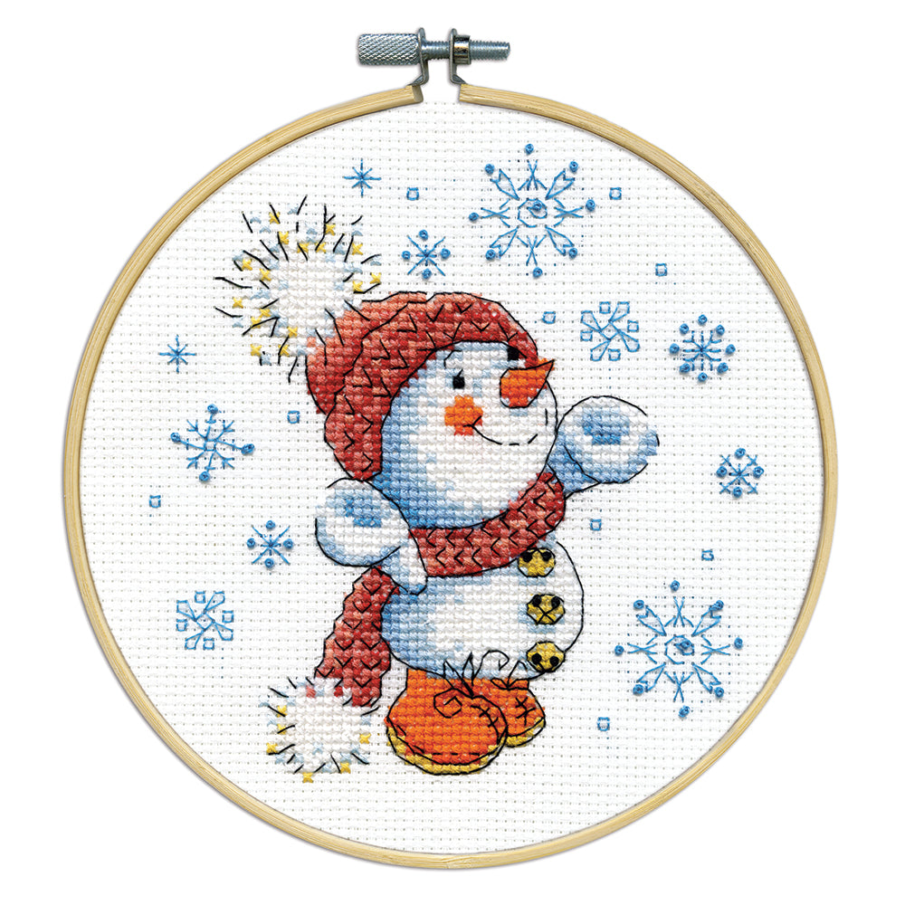 Snowman Counted Cross Stitch Hoop Kit