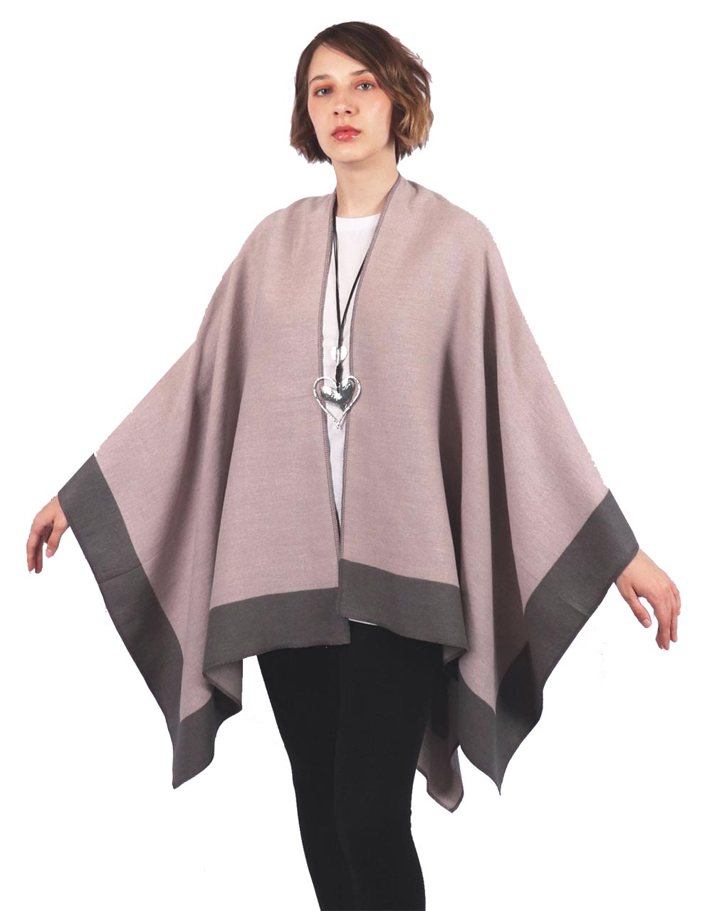 Two-Tone Soft Reversible Cape - Pink