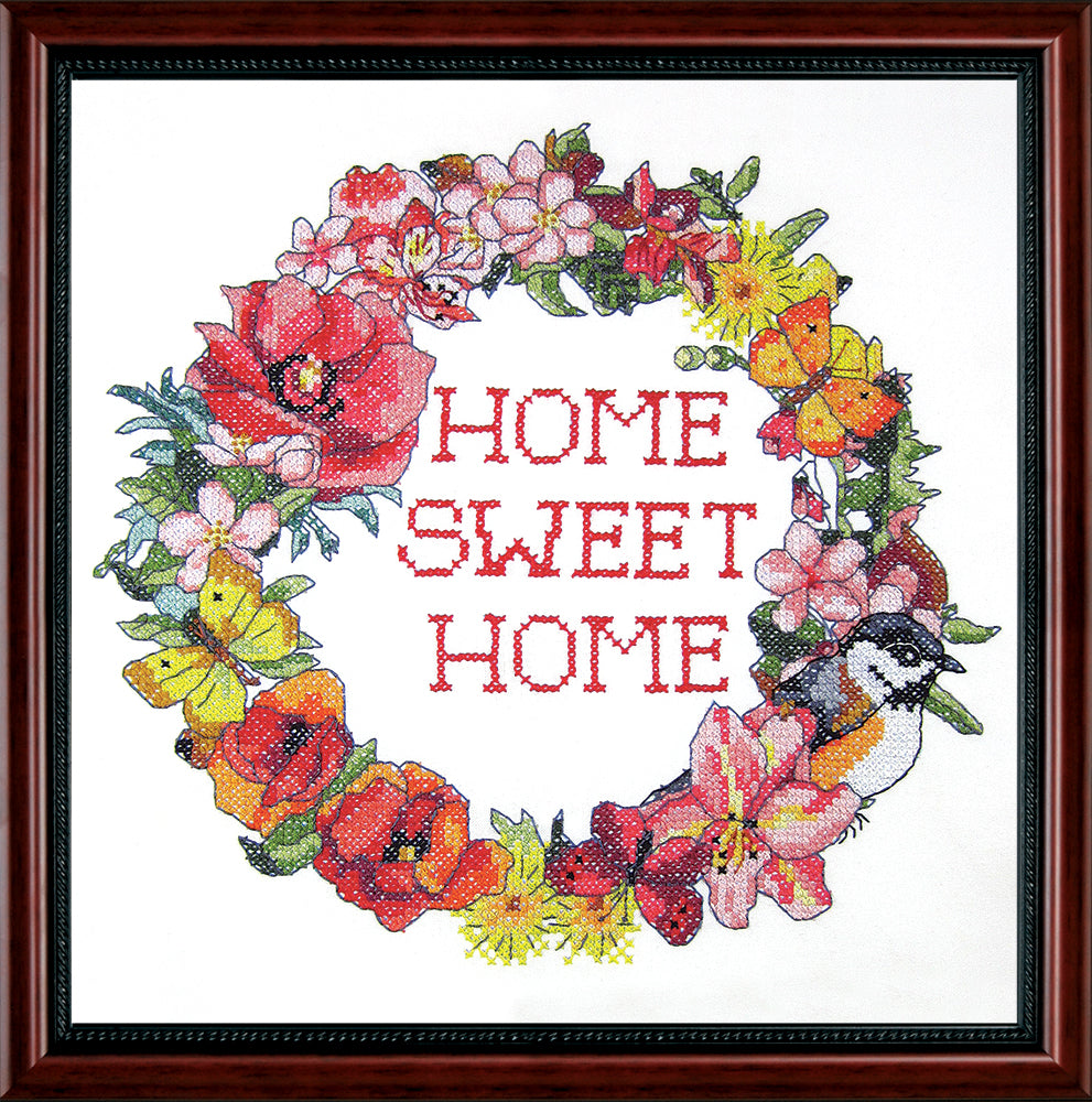 Home Sweet Home Wreath Stamped Cross Stitch Kit