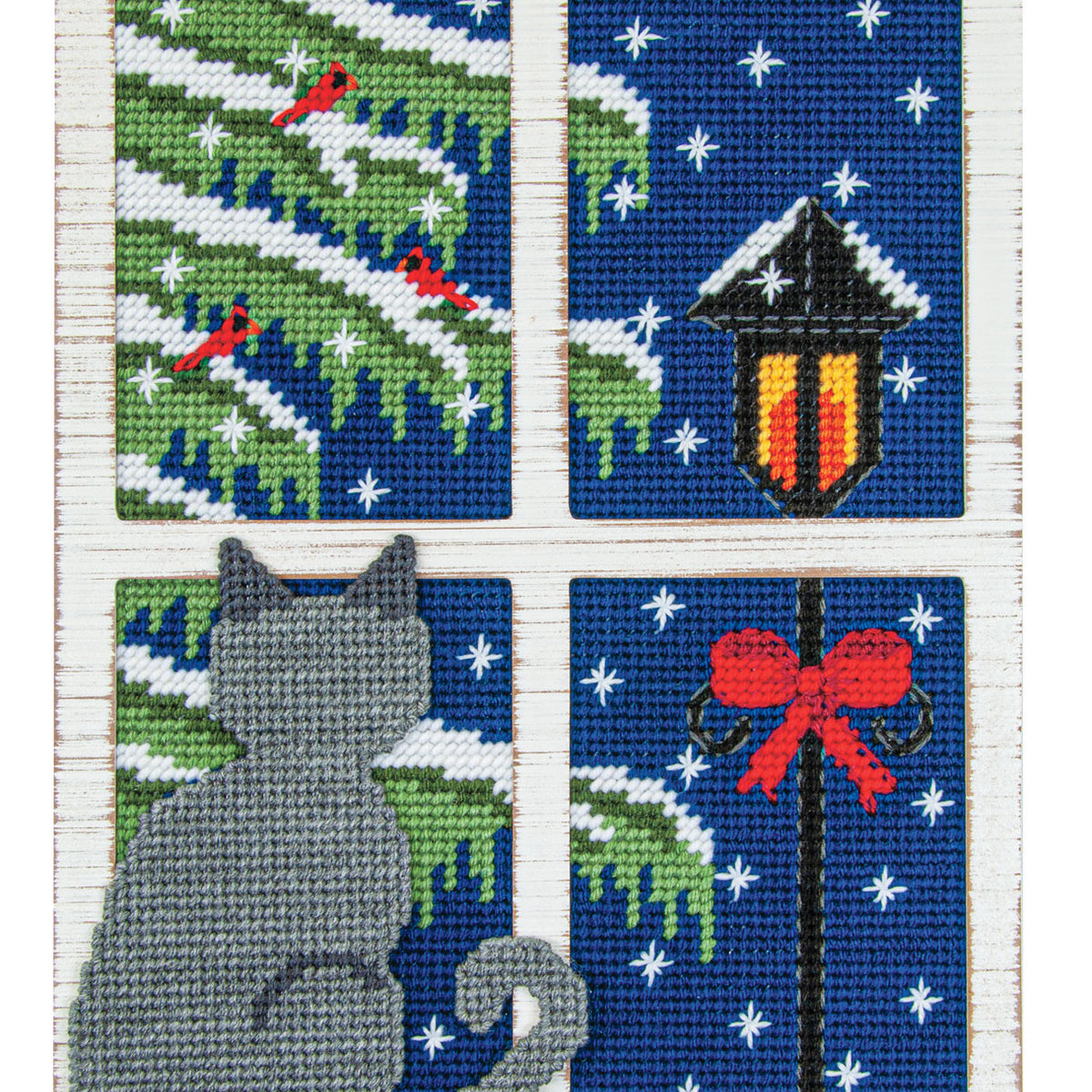 Winter Bird Watching Window Frame Plastic Canvas Kit - White Frame ...