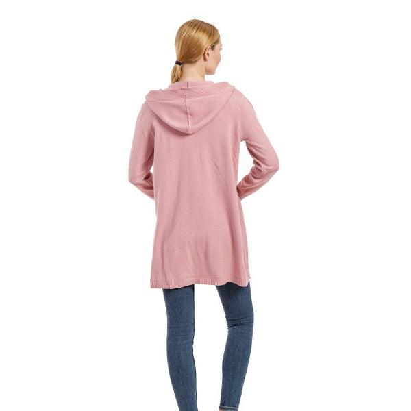 Cashmere Style Long Sleeved Hooded Cardigan