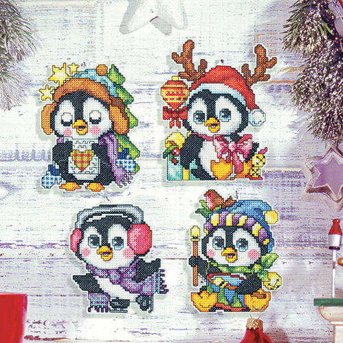 Penguins 14ct Plastic Canvas Ornaments Kit