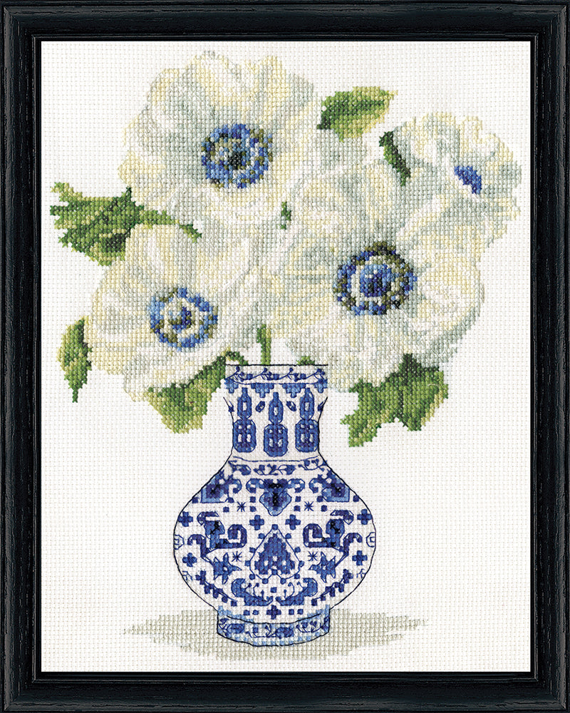 White Anemones Counted Cross Stitch Kit
