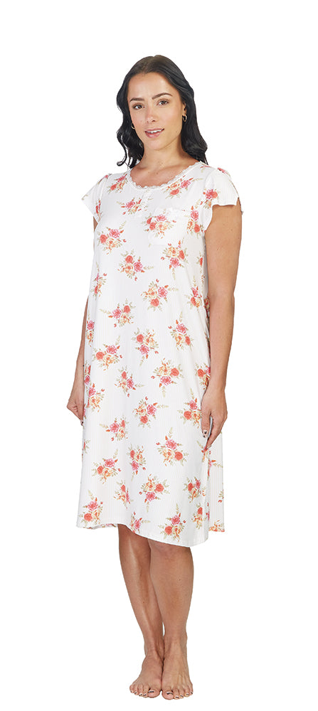 White Floral Nightgown