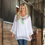 White Embroidered Floral Tunic