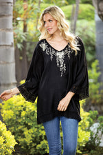 Black Embroidered Floral Tunic