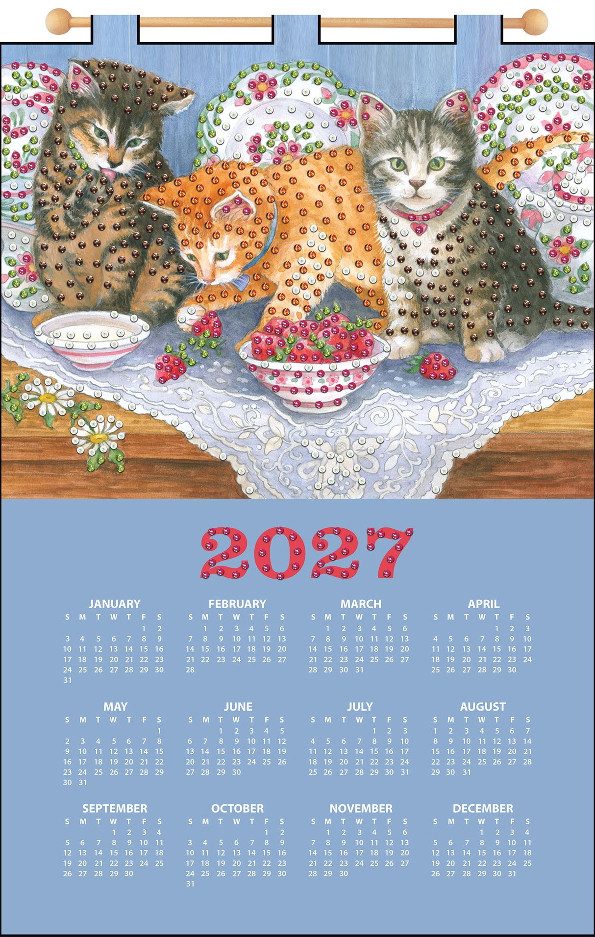 Cats & Berries 2027 Felt Sequin Calendar