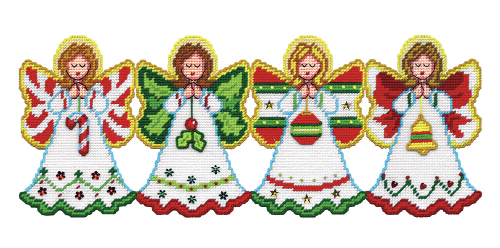 Angel Row Plastic Canvas Wall Hanging